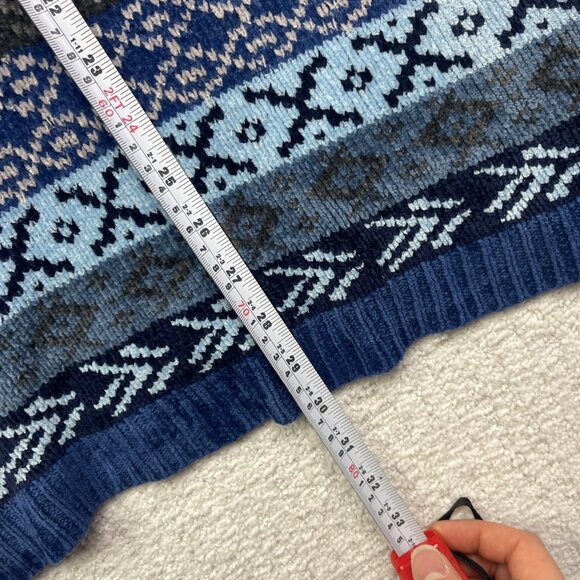 VTG Daniel Laurent Blue Fair isle Mock Neck Sweater Nordic Women L Scandinavian - Picture 8 of 13